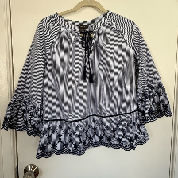 Navy and White Striped Women's Top - Picture 1 of 5